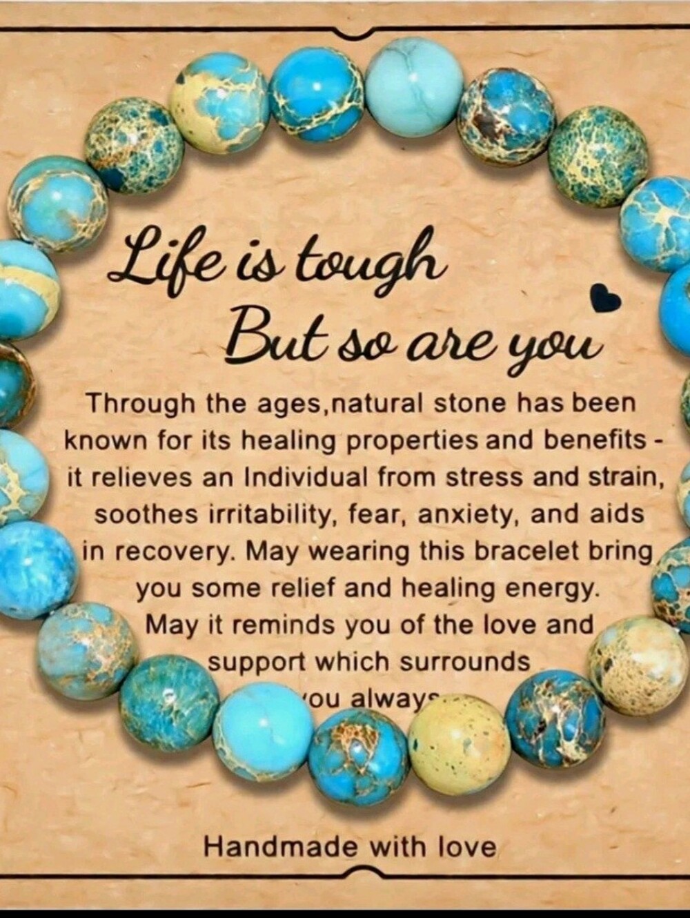 Handmade Turquoise Stone Beaded Bracelet — Soothing Blue Healing Jewelry